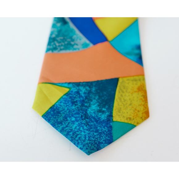 Chains World Silky Select Geometric Abstract Silk tie 56" Retro Business Wedding - Picture 6 of 13